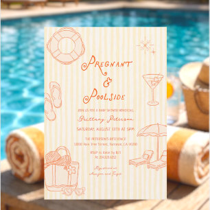 Invitación Fiesta de bebé junto a la piscina para ducha de be