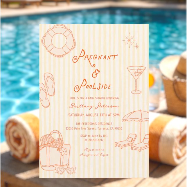 Invitación Fiesta de bebé junto a la piscina para ducha de be (Subido por el creador)