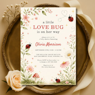 Invitación Fiesta de Bebé Little Love Bug Ladybug