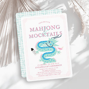 Invitación Fiesta de bebé Mahjong Dragón de Jade Chinoiserie 