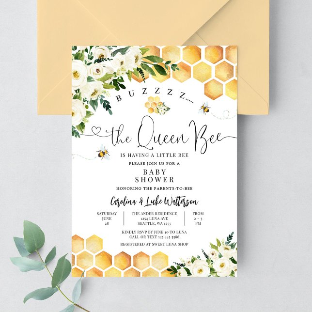 Invitación Fiesta de Bebé Mama Abeja Neutral en Género (Subido por el creador)