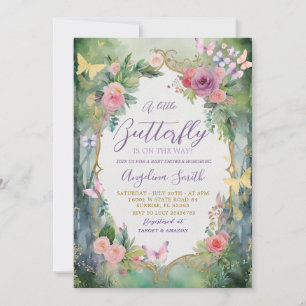 Invitación Fiesta de Bebé Mariposa en el Jardín Encantado