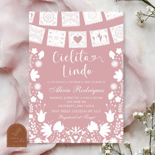 Invitación Fiesta de Bebé Mexicana Boho Talavera Rubor Rosa