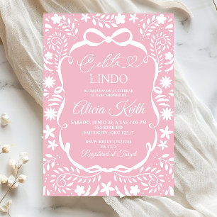 Invitación Fiesta de Bebé Mexicana Rosa Cielito Lindo 