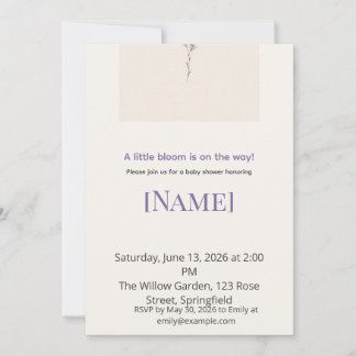 Invitación Fiesta de Bebé Minimalista de Flor Silvestre, Edit