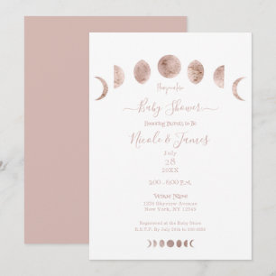 Invitación Fiesta de Bebé Moderno Minimalista Fases de la Lun