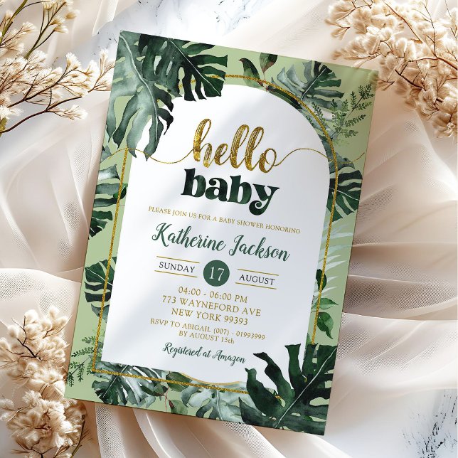 Invitación Fiesta de Bebé Monstera Tropical (Subido por el creador)