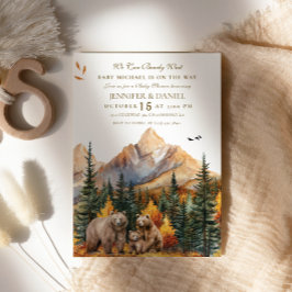 Invitación Fiesta de Bebé Montañesa Familia de Osos Bosque Rú