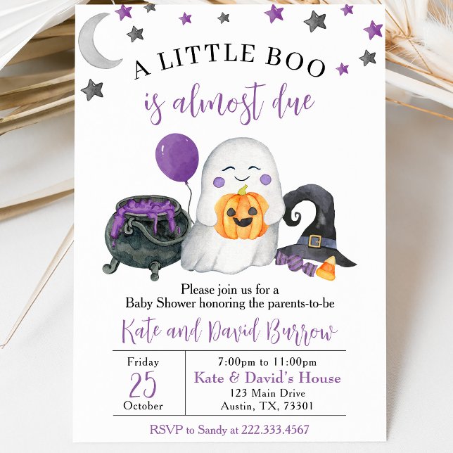 Invitación Fiesta de Bebé Morado Un Poco Boo (Subido por el creador)