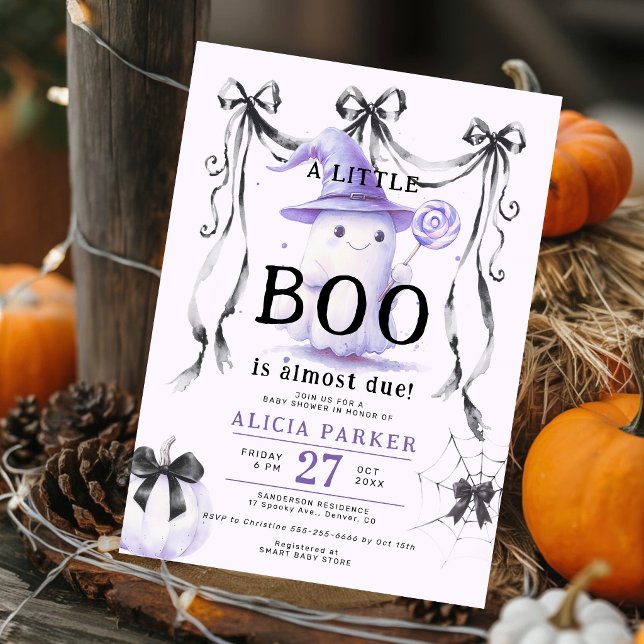 Invitación Fiesta de bebé neutra de Halloween morada pequeña  (Subido por el creador)