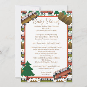 Invitación Fiesta de Bebé Neutral Camper del Bosque por Dista