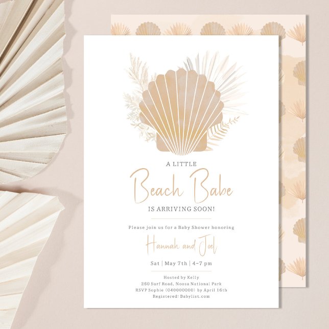 Invitación Fiesta de bebé neutral con temática boho de concha (Subido por el creador)