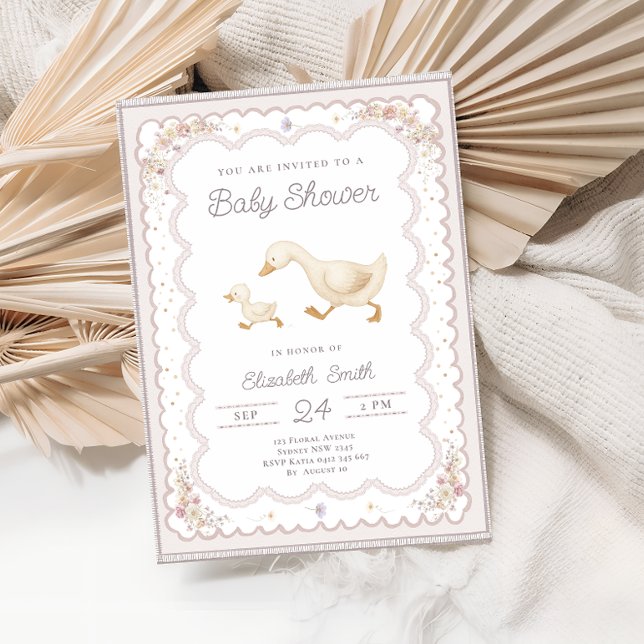 Invitación Fiesta de Bebé Neutral de Género Boho Ganso Capric (Subido por el creador)