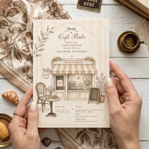Invitación Fiesta de Bebé Neutral en Café Bebe Parisino