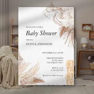 Invitación Fiesta de Bebé Neutral en Género Boho Flor Silvest
