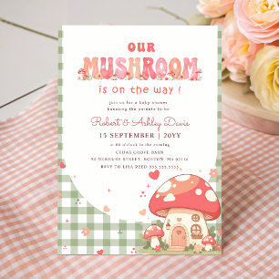 Invitación Fiesta de Bebé Neutral en Género de Hongo de Cuadr