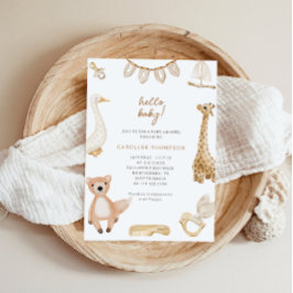 Invitación Fiesta de bebé neutral en género Juguetes Bohemios