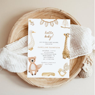 Invitación Fiesta de bebé neutral en género Juguetes Bohemios