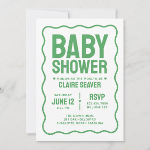 Invitación Fiesta de Bebé Neutral Moderna en Verde