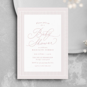 Invitación Fiesta de bebé niña a rayas Seersucker rosa elegan
