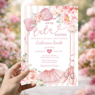 Invitación Fiesta de Bebé Niña Bailarina Emocionada Tutú Rosa