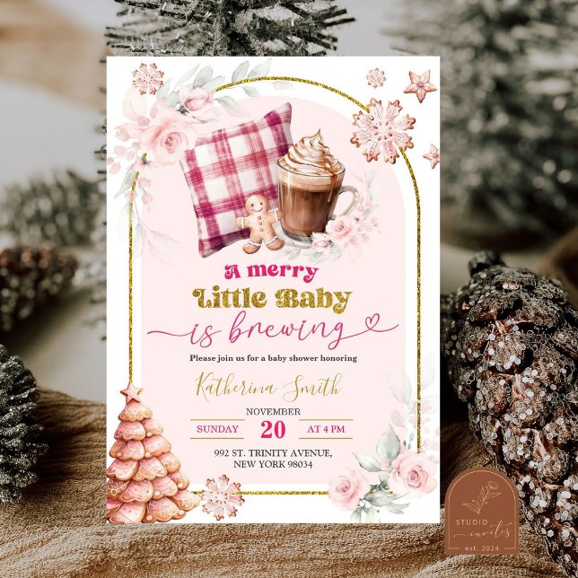 Invitación Fiesta de Bebé Niña Café Bebé Rosa (Subido por el creador)