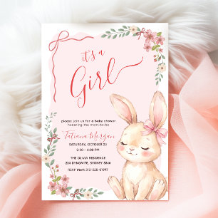 Invitación Fiesta de Bebé Niña con Flores Silvestres y Cuadro