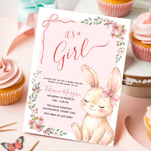 Invitación Fiesta de Bebé Niña con Flores Silvestres y Cuadro