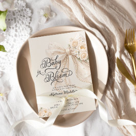 Invitación Fiesta de Bebé Niña con Lazo Baby in Bloom