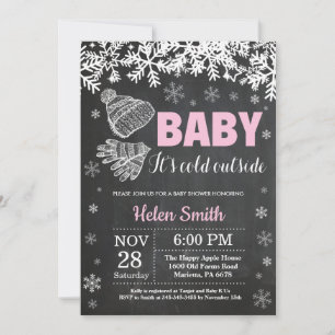 Invitación Fiesta de Bebé Niña de Invierno Baby it's Cold Out