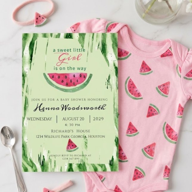 Invitación Fiesta de Bebé Niña Dulce Sandía de Verano  (Subido por el creador)