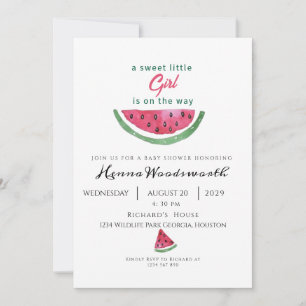 Invitación Fiesta de Bebé Niña Dulce Sandía de Verano