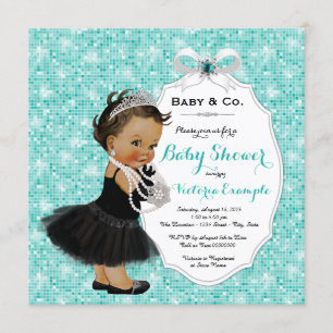 Invitación Fiesta de Bebé Niña Étnica de Baby & Co Negro Azul