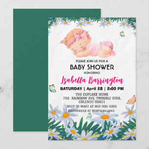 Invitación Fiesta de bebé niña flores de margarita lindos niñ