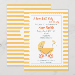 Invitación Fiesta de bebé niña o niño Carruaje amarillo