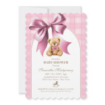 Fiesta de Bebé Niña Oso Teddy Elegante Cuadro Rosa