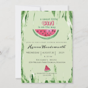 Invitación Fiesta de Bebé Niña Verano Sandía Dulce