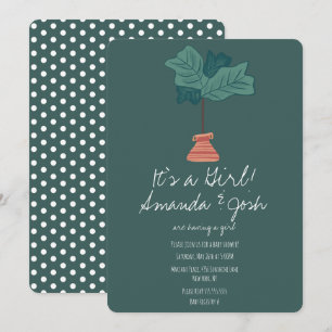 Invitación Fiesta de Bebé Niñas Puntos Tropicales Higuera