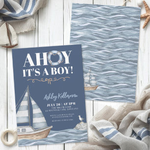 Invitación Fiesta de Bebé Niño Azul Náutico