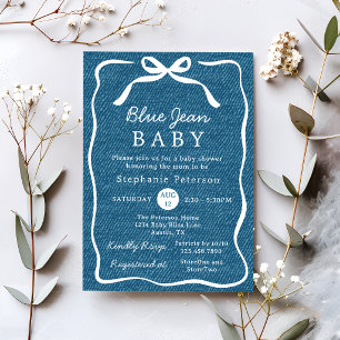 Invitación Fiesta de bebé niño brunch mezclilla bebé Jean azu