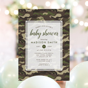 Invitación Fiesta de Bebé Niño Camuflaje Verde
