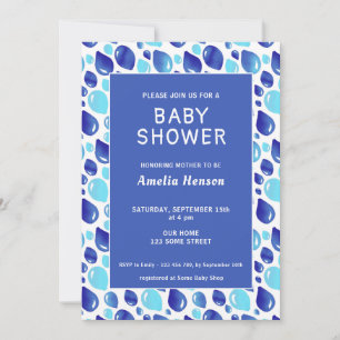 Invitación Fiesta de Bebé Niño con Patrón de Globo Azul