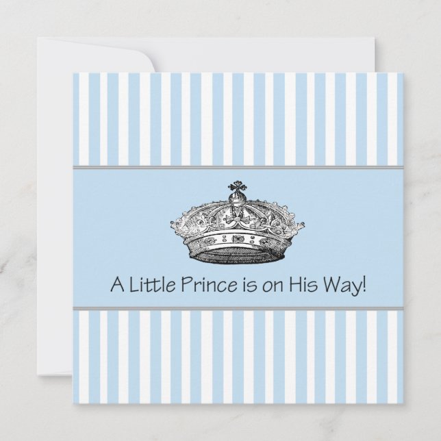 Invitación Fiesta de bebé niño Elegante Príncipe Azul (Anverso)