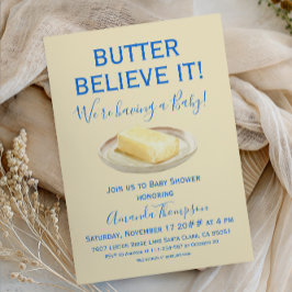 Invitación Fiesta de Bebé Niño Mantequilla Rústica Amarillo A