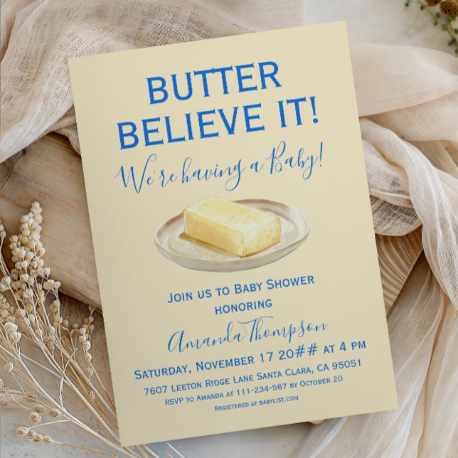 Invitación Fiesta de Bebé Niño Mantequilla Rústica Amarillo A (Subido por el creador)