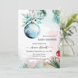 Invitación Fiesta de bebé niño Navidad de invierno con escrit