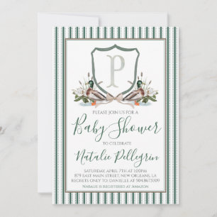 Invitación Fiesta de Bebé Niño Pato Preppy Southern