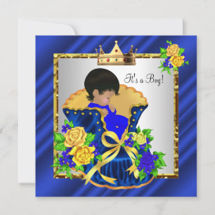 Invitación Fiesta de Bebé Niño Prince Vintage Afroamericano 2