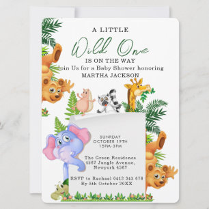Invitación Fiesta de Bebé Niño Safari de la Jungla Tropical