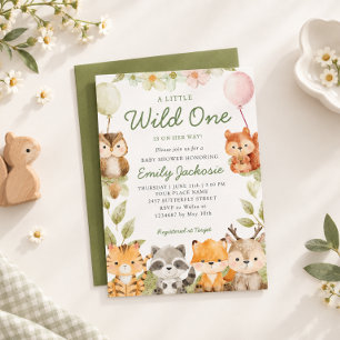 Invitación Fiesta de bebé niño Safari Uno Salvaje jungla Anim